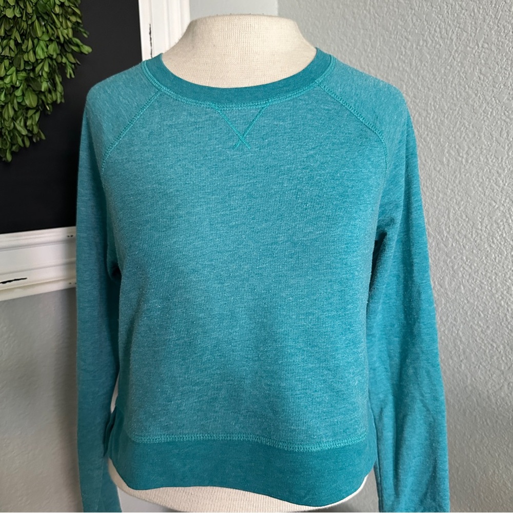 Sweaty Betty Crop Crewneck Long Sleeve Sweatshirt Teal Green - Size XS